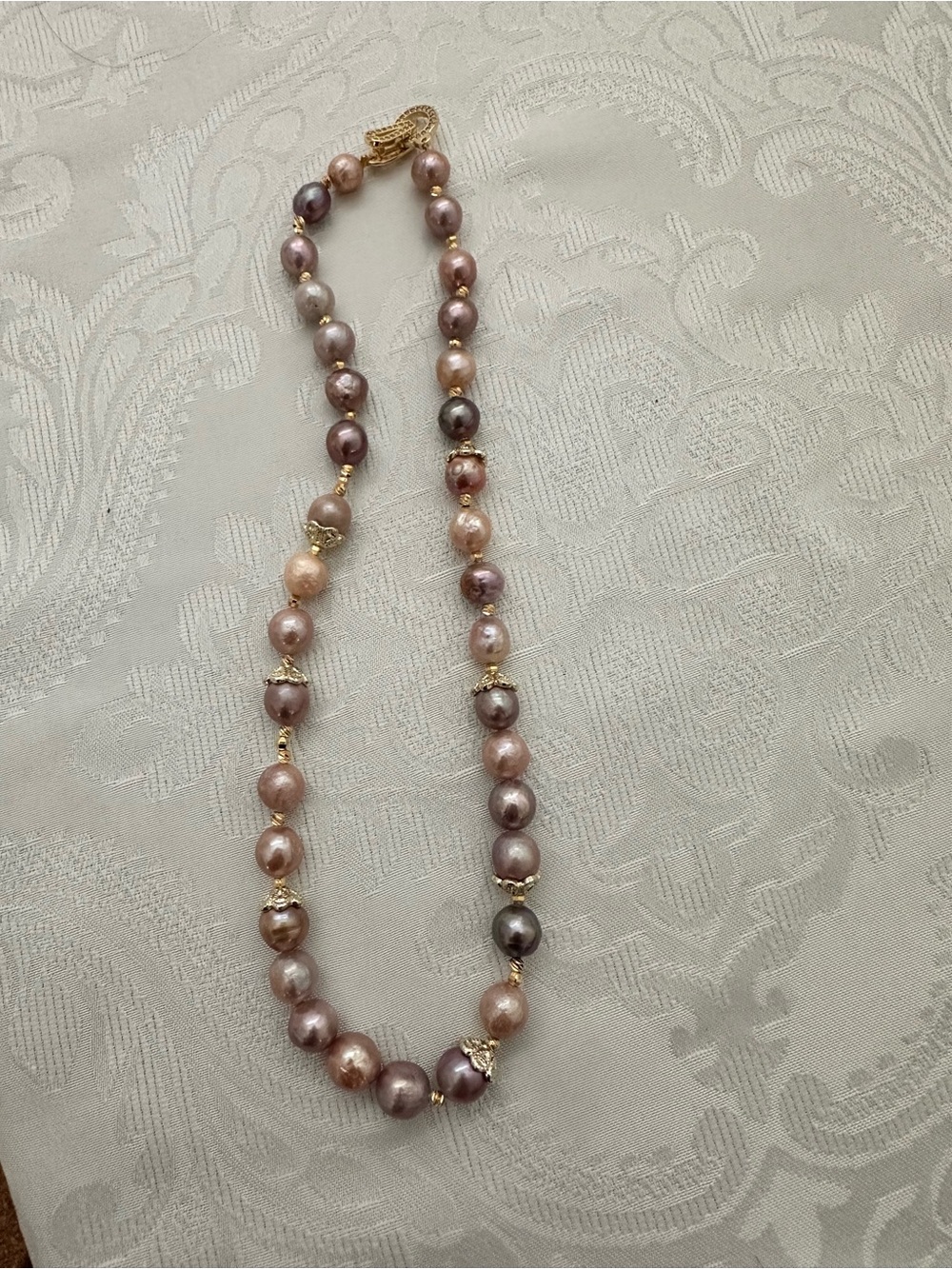 Elegant Gold and freshwater multicolor baroque Pearl Necklace